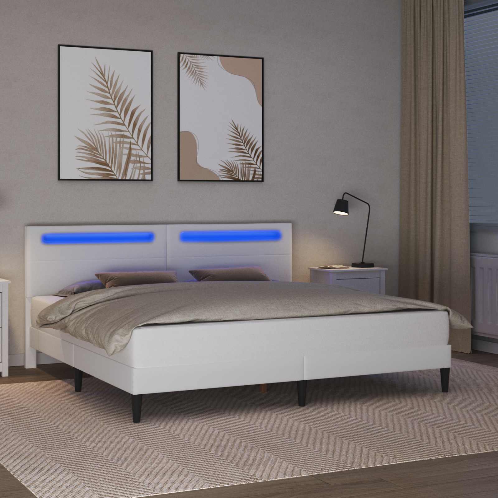 Struttura del letto con testiera Bianco 200 x 200 cm Similpelle | homemem39