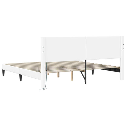 Struttura del letto con testiera Bianco 200 x 200 cm Similpelle | homemem39