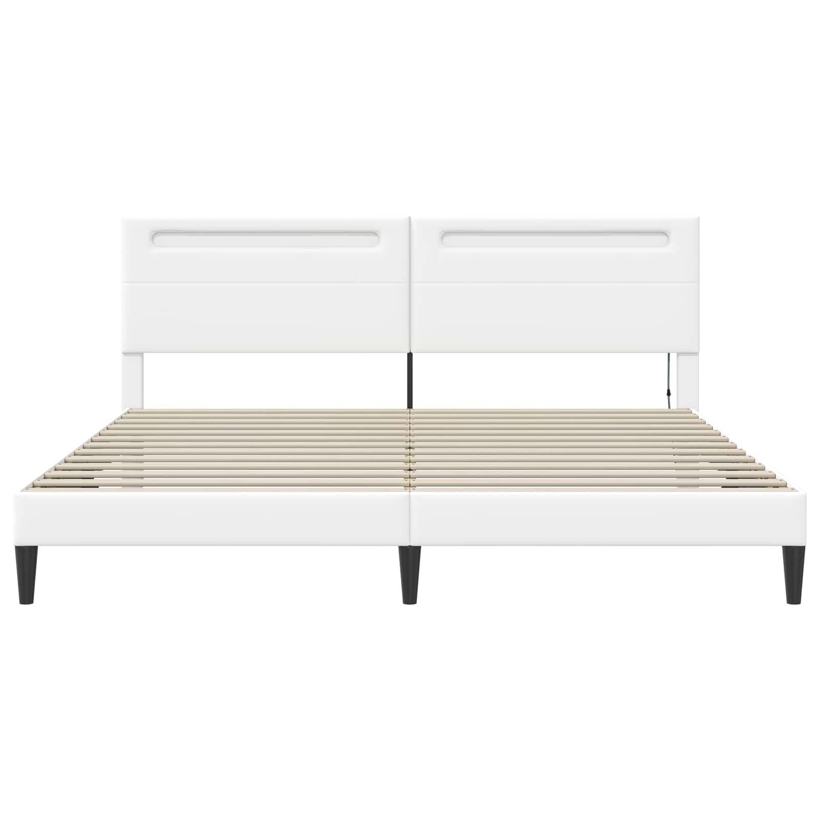 Struttura del letto con testiera Bianco 200 x 200 cm Similpelle | homemem39