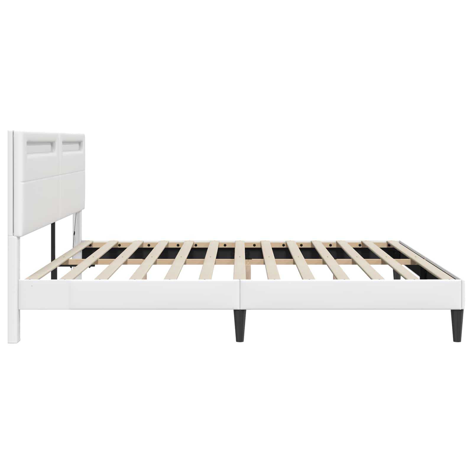 Struttura del letto con testiera Bianco 200 x 200 cm Similpelle | homemem39