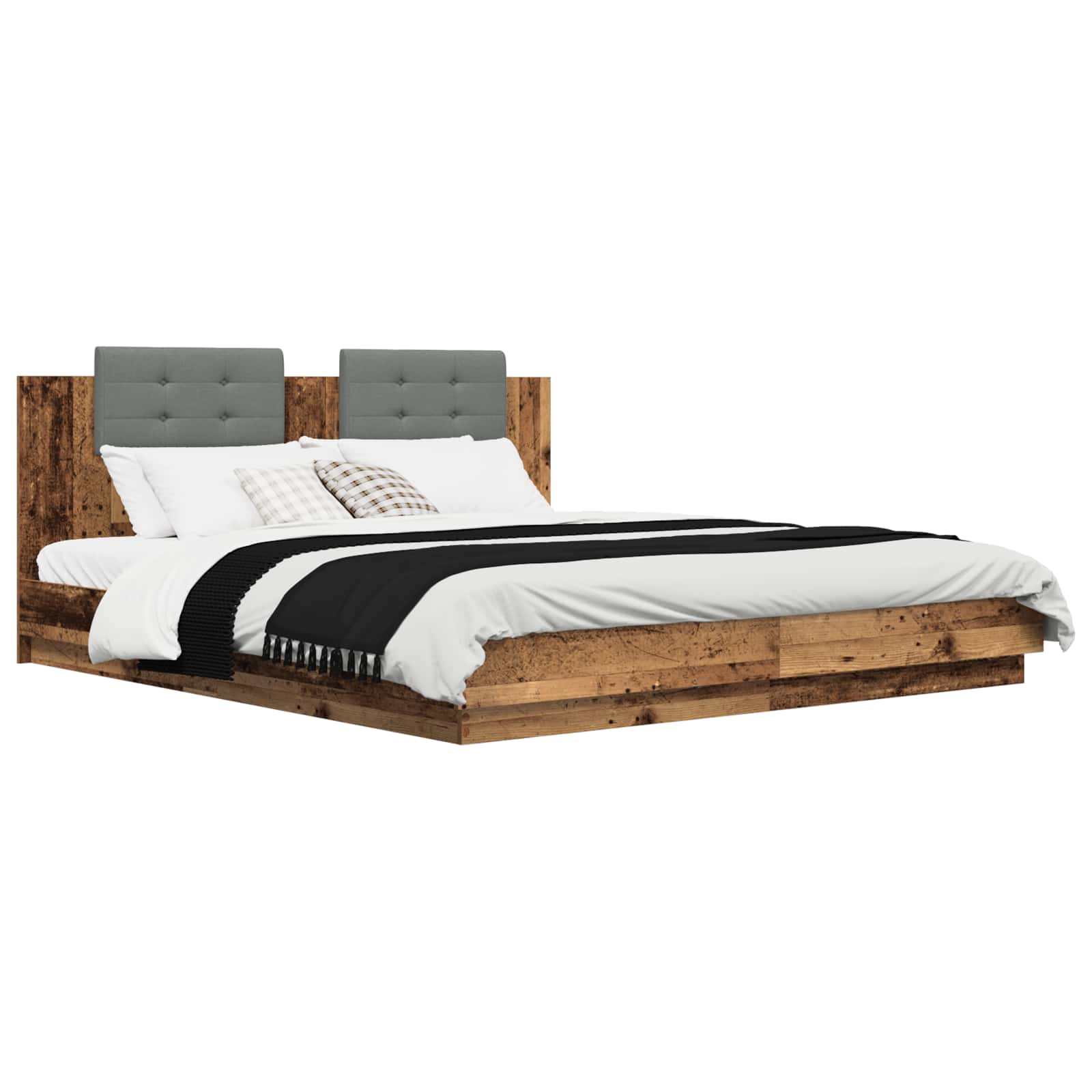 Struttura letto con testata Legno vecchio 200 x 200 cm | homemem39