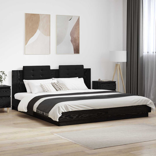 Struttura letto con testata Rovere Nero 180 x 200 cm | homemem39