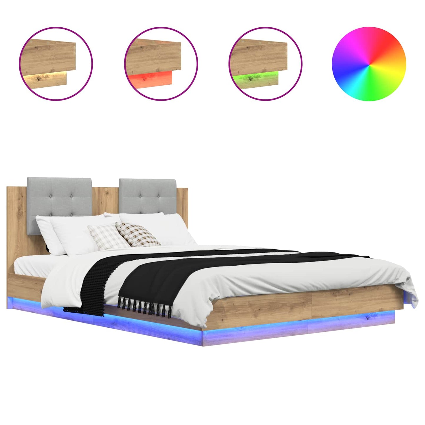 Struttura letto con testata Rovere artigianale 160 x 200 cm | homemem39