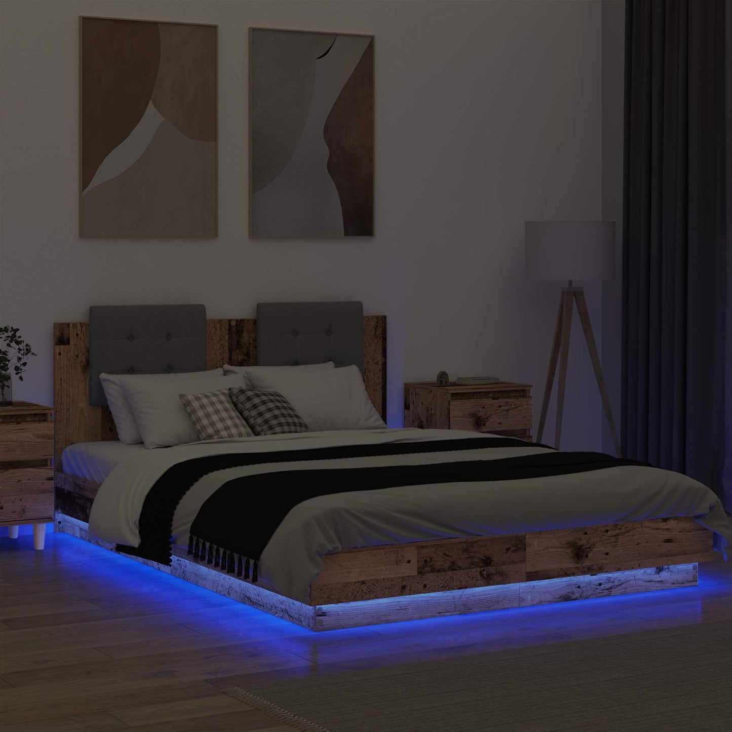 Struttura letto con testata Legno vecchio 150 x 200 cm