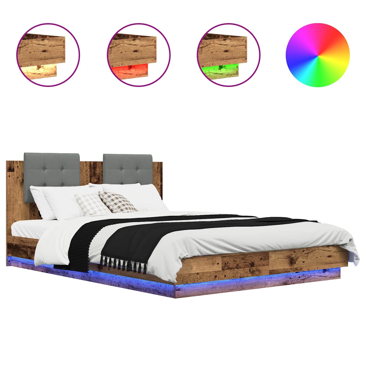 Struttura letto con testata Legno vecchio 140 x 200 cm | homemem39