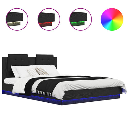 Struttura letto con testata Rovere Nero 140 x 200 cm