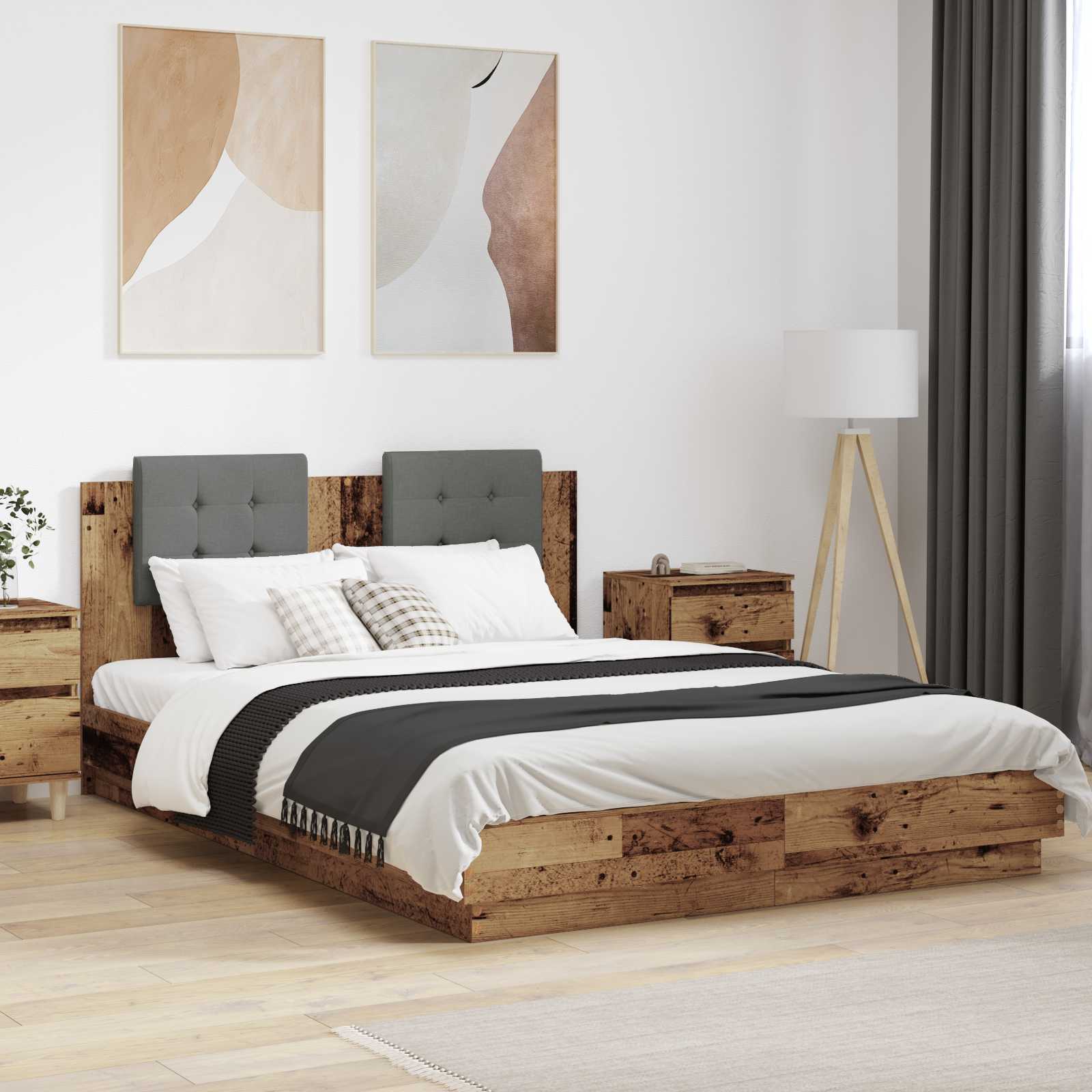 Struttura letto con testata Legno vecchio 120 x 200 cm | homemem39