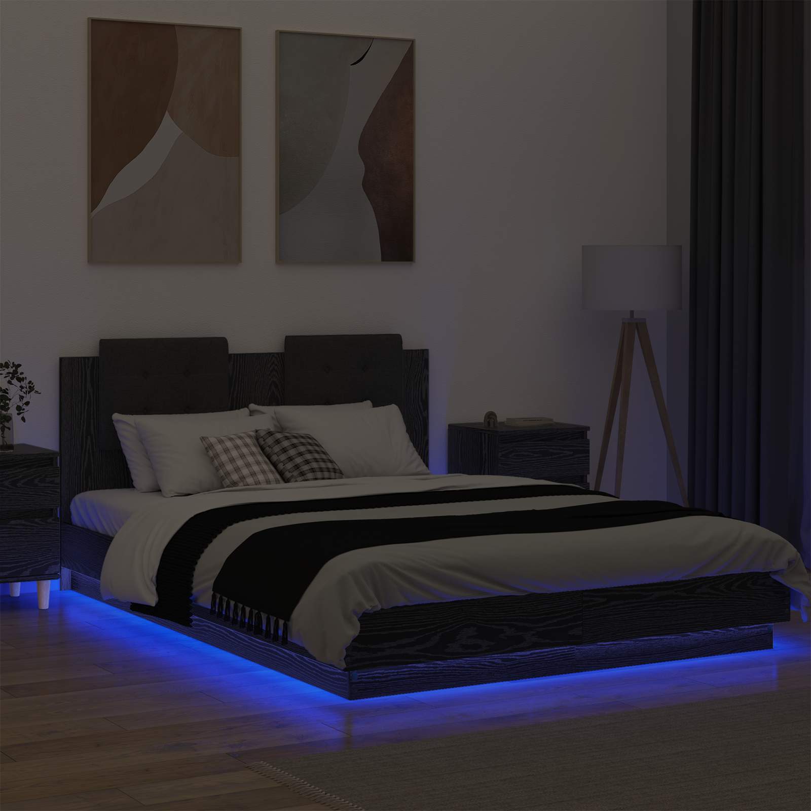 Struttura letto con testata Rovere Nero 120 x 200 cm | homemem39