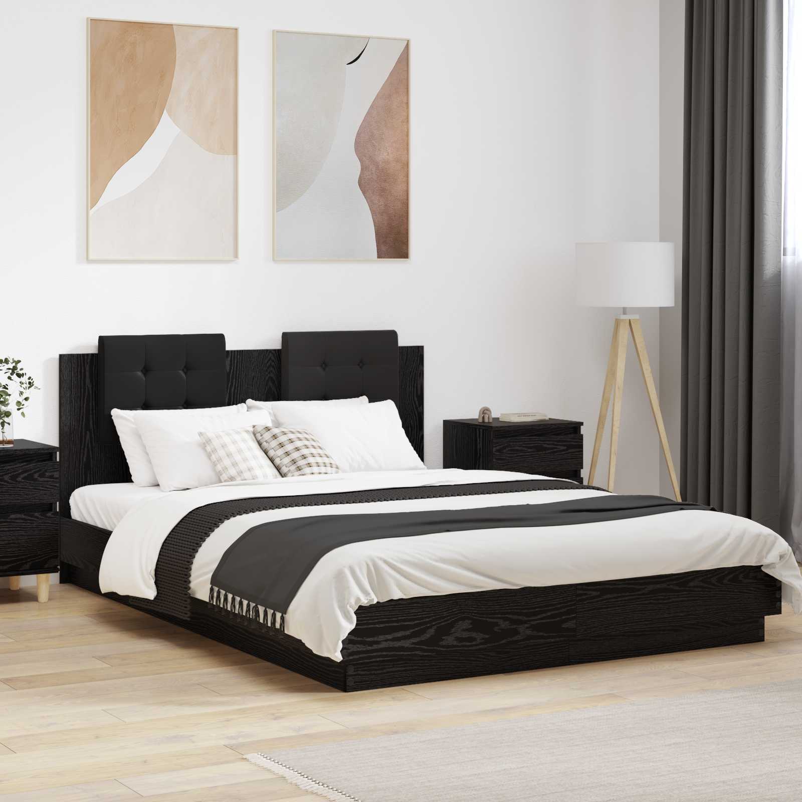 Struttura letto con testata Rovere Nero 120 x 200 cm | homemem39