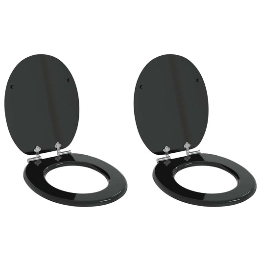 Sedile per toilette con chiusura morbida 2 pcs Nero 44 x 38 cm | homemem39