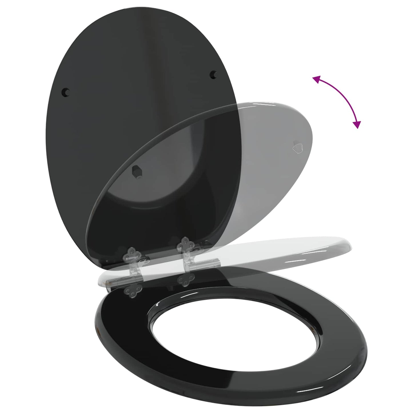 Sedile per toilette con chiusura morbida 2 pcs Nero 44 x 38 cm | homemem39