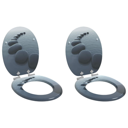 Sedile per toilette con chiusura morbida 2 pcs Grigio | homemem39