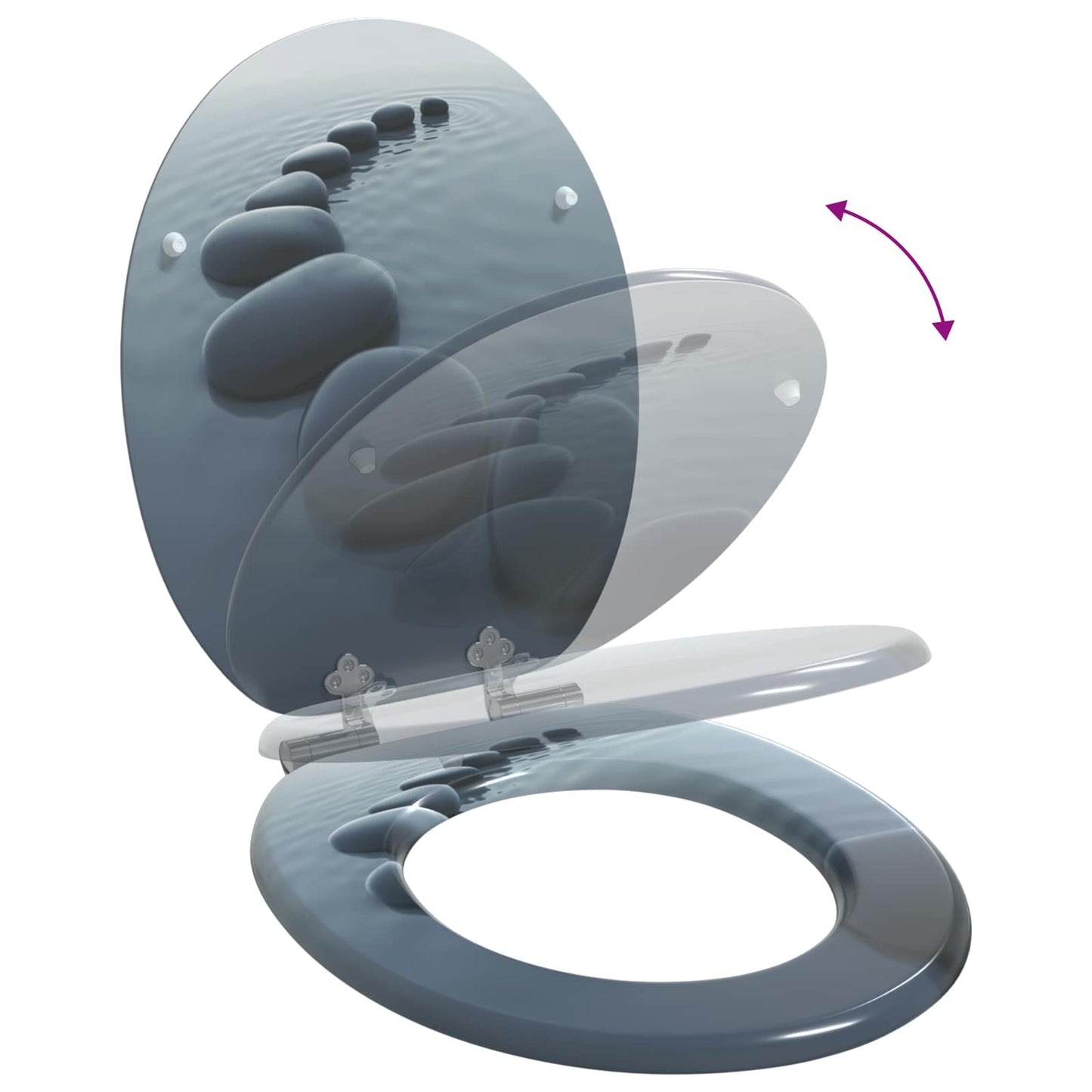 Sedile per toilette con chiusura morbida 2 pcs Grigio | homemem39