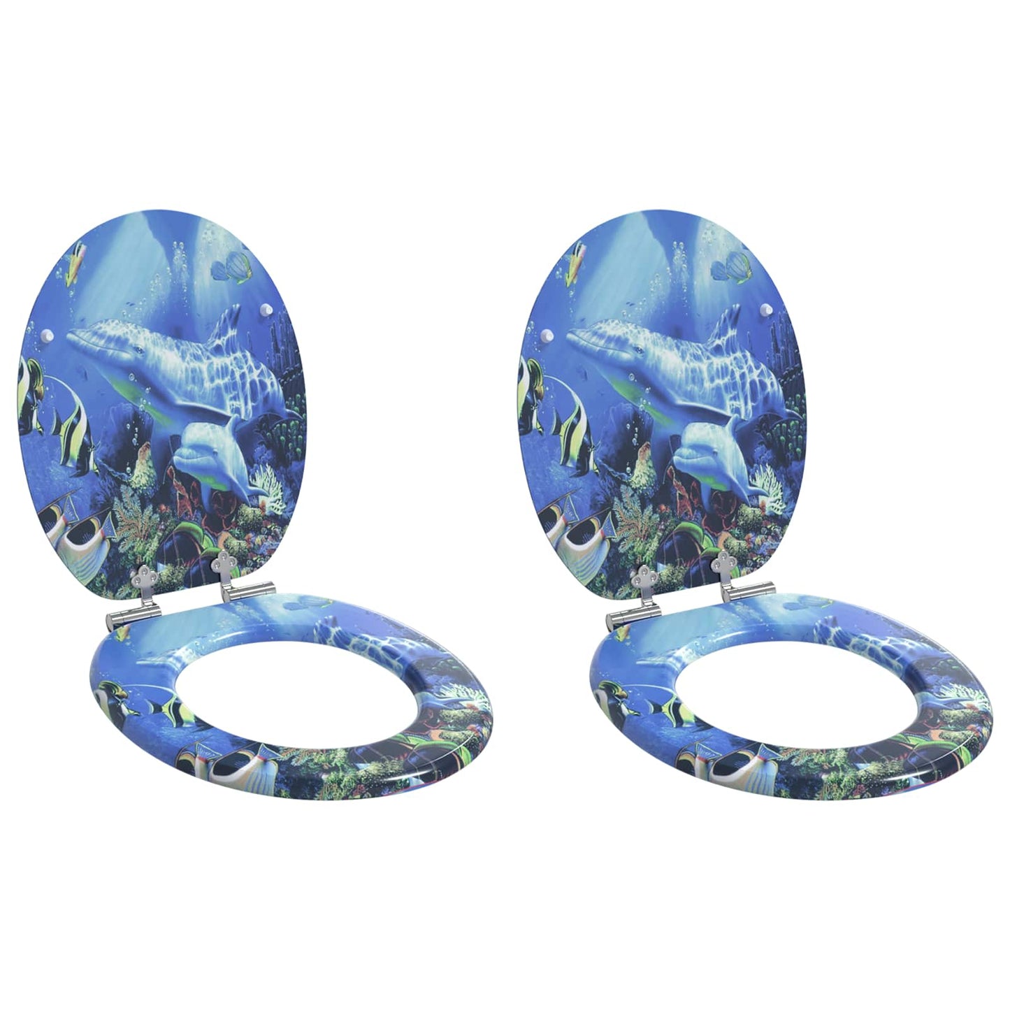 Sedile per toilette con chiusura morbida 2 pcs Blu 44 x 38 cm