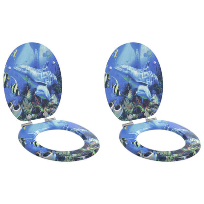 Sedile per toilette con chiusura morbida 2 pcs Blu 44 x 38 cm