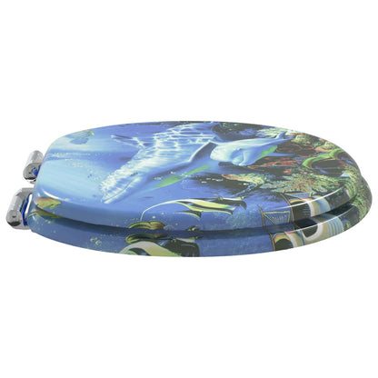 Sedile per toilette con chiusura morbida 2 pcs Blu 44 x 38 cm | homemem39
