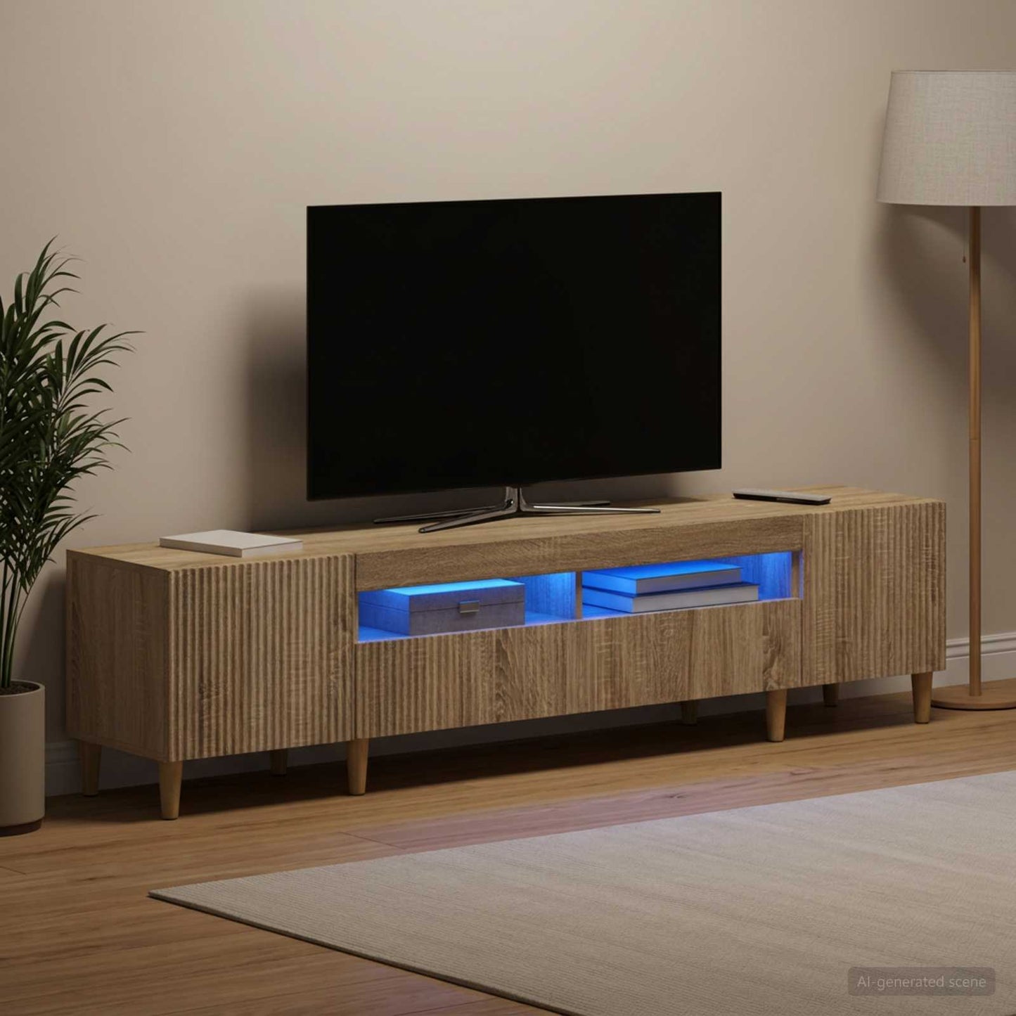 Mobile TV LED a 5 pezzi Rovere Sonoma Legno ingegnerizzato