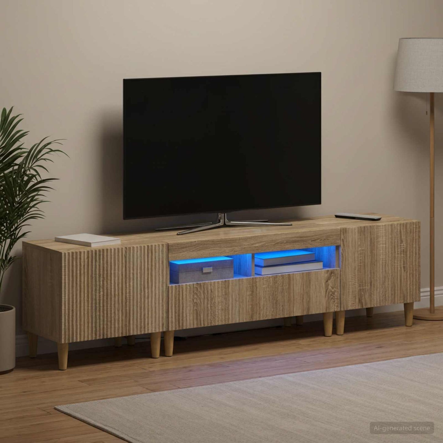 Mobile TV LED a 5 pezzi Rovere Sonoma Legno ingegnerizzato