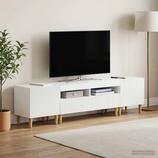 Mobile TV LED a 5 pezzi Bianco Lucido Legno ingegnerizzato - homemem39