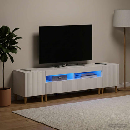 Mobile TV LED a 5 pezzi Bianco Lucido Legno ingegnerizzato