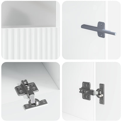 Mobile TV LED a 5 pezzi Bianco Lucido Legno ingegnerizzato
