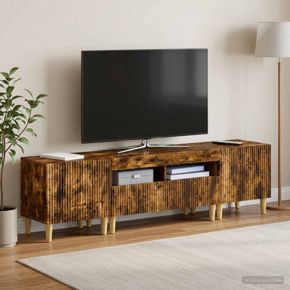 Mobile TV LED a 5 pezzi Rovere Fumo Legno ingegnerizzato