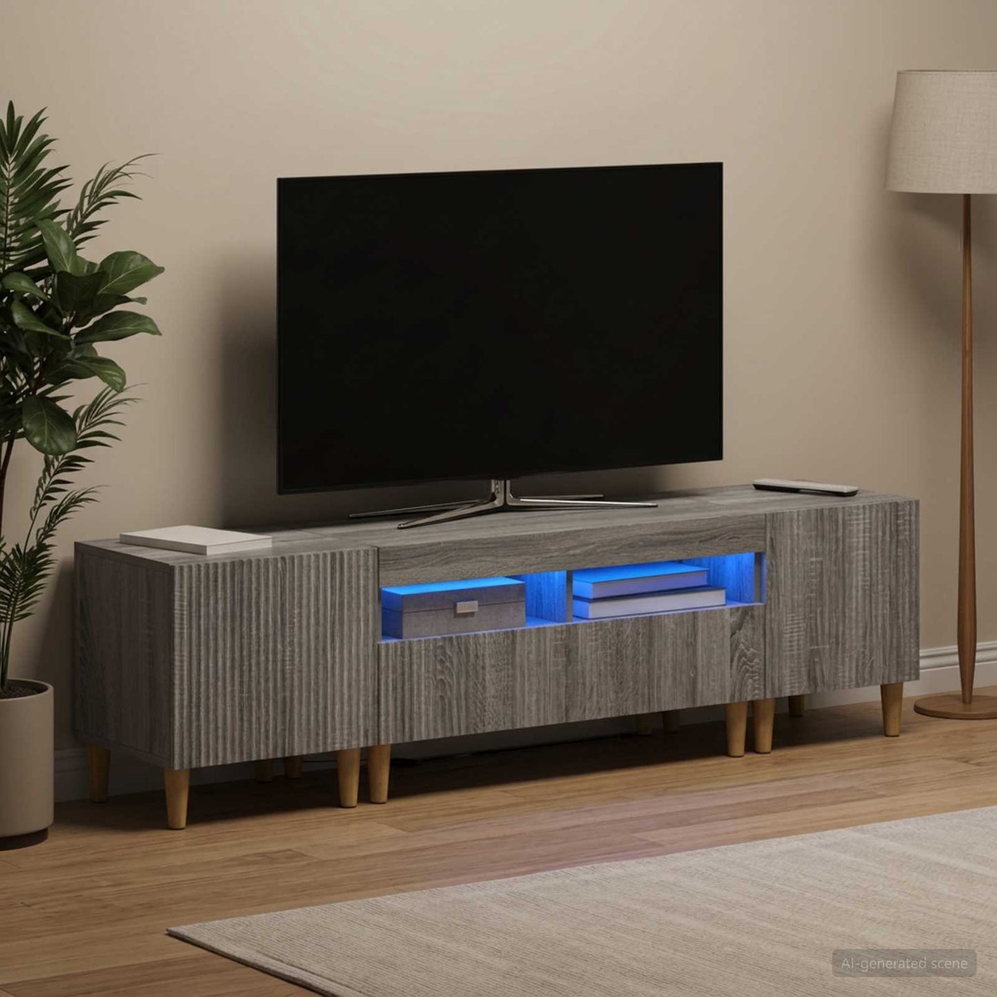 Mobile TV LED a 5 pezzi Sonoma grigio Legno ingegnerizzato