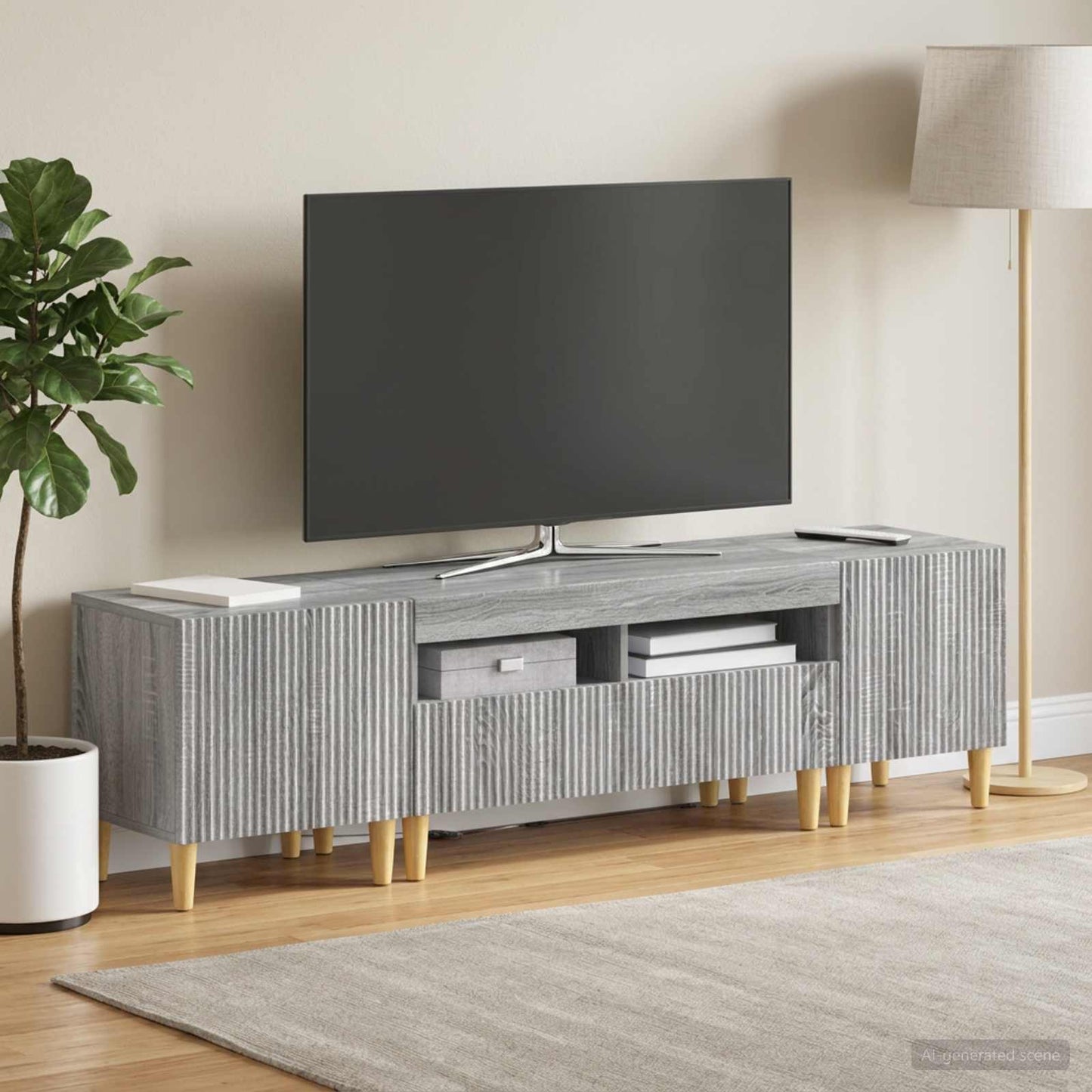 Mobile TV LED a 5 pezzi Sonoma grigio Legno ingegnerizzato