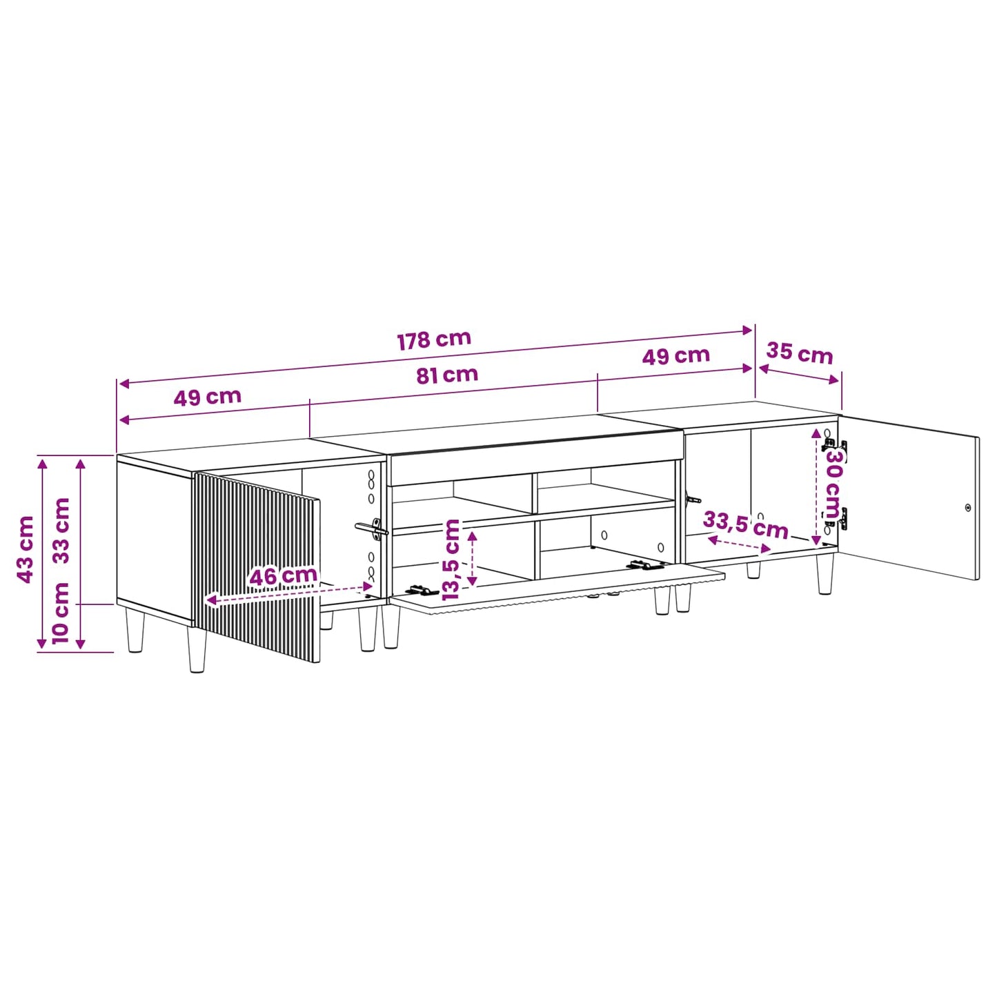 Mobile TV LED a 5 pezzi Legno antico Legno ingegnerizzato