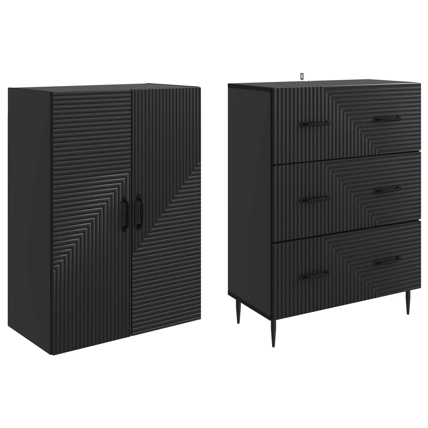 Set di armadi 2 pcs Nero 66 x 34,5 x 90 cm Legno ingegnerizzato | homemem39