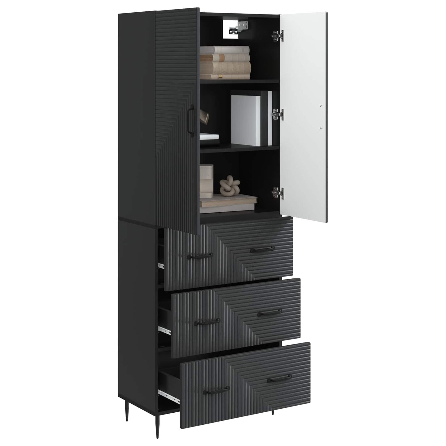 Set di armadi 2 pcs Nero 66 x 34,5 x 90 cm Legno ingegnerizzato | homemem39
