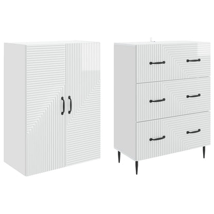 Set di armadi 2 pcs Bianco Lucido 66 x 34,5 x 90 cm | homemem39