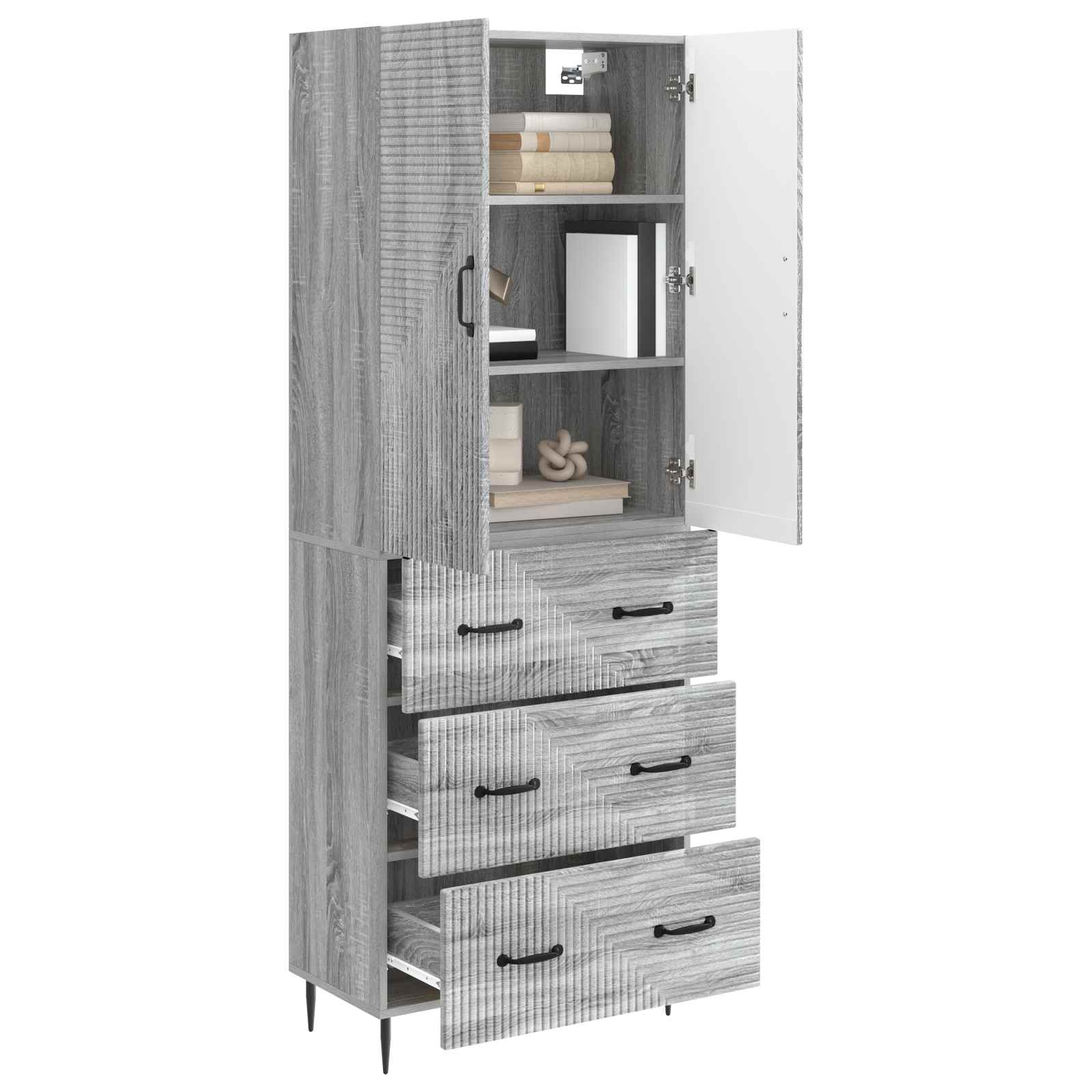 Set di armadi 2 pcs Sonoma grigio 66 x 34,5 x 90 cm | homemem39