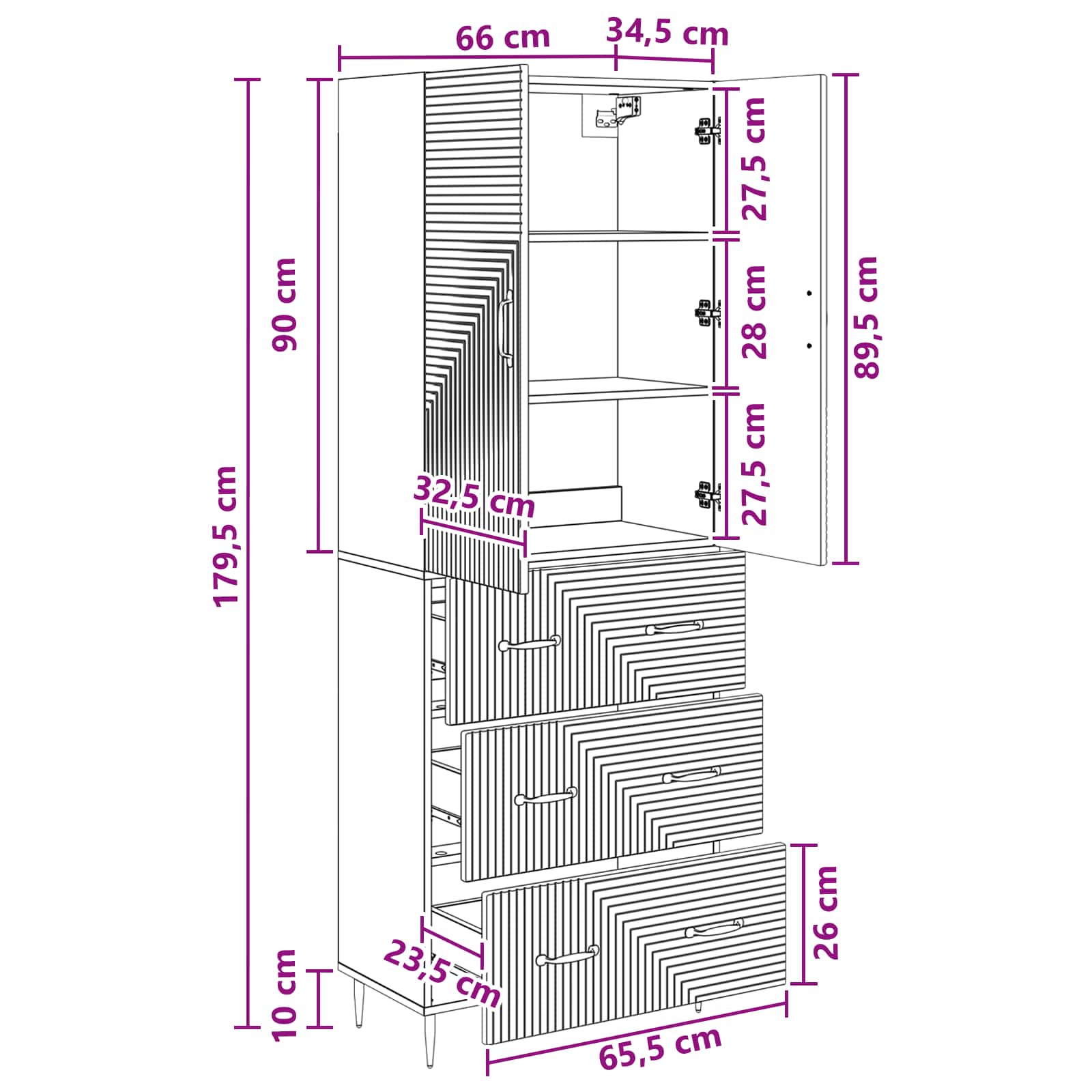 Set di armadi 2 pcs Sonoma grigio 66 x 34,5 x 90 cm | homemem39