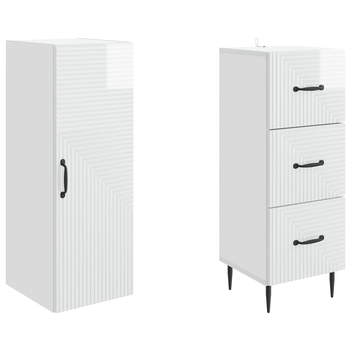 Set di armadi 2 pcs Bianco Lucido 33 x 34,5 x 90 cm | homemem39