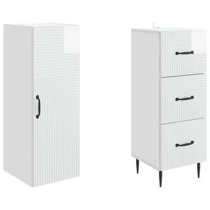 Set di armadi 2 pcs Bianco Lucido 33 x 34,5 x 90 cm | homemem39