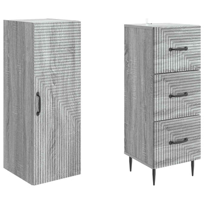 Set di armadi 2 pcs Sonoma grigio 33 x 34,5 x 90 cm | homemem39