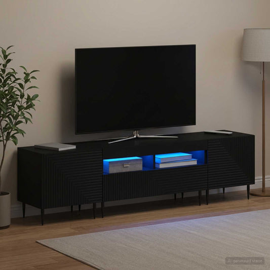 Mobile TV LED a 3 pezzi Nero Legno ingegnerizzato - homemem39