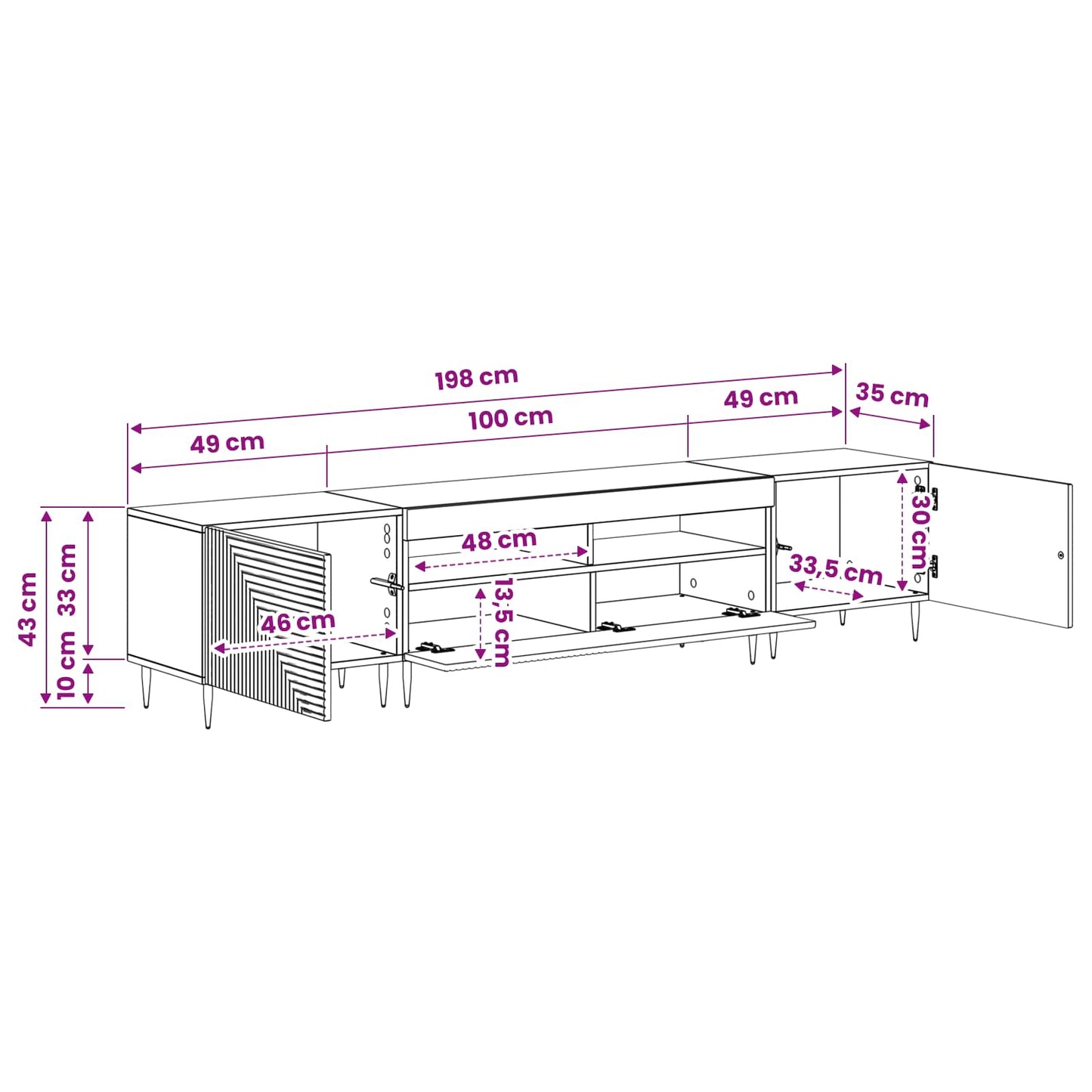 Mobile TV LED a 3 pezzi Rovere Sonoma Legno ingegnerizzato
