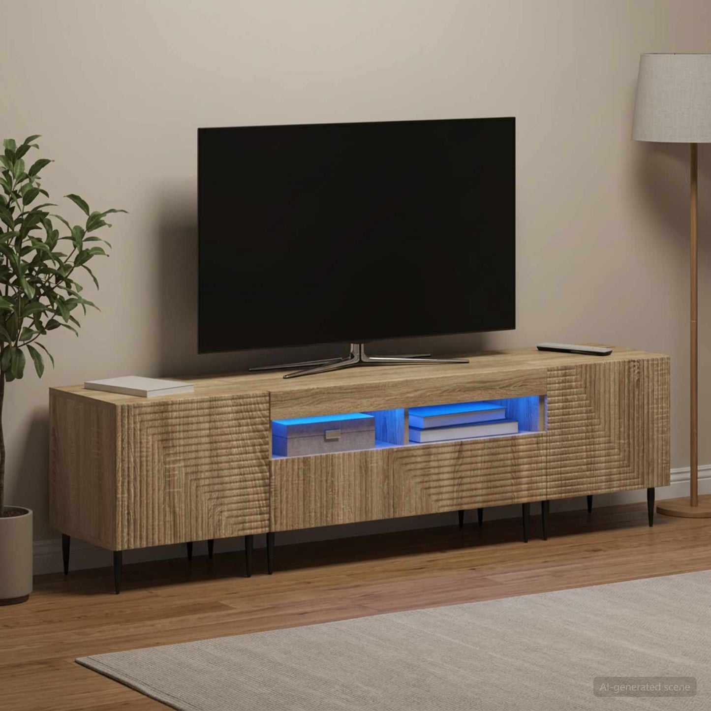 Mobile TV LED a 3 pezzi Rovere Sonoma Legno ingegnerizzato