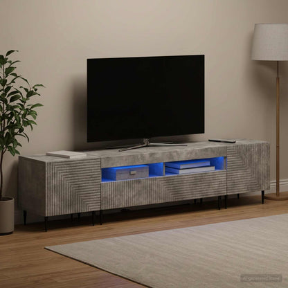 Mobile TV LED a 3 pezzi Grigio Cemento Legno ingegnerizzato