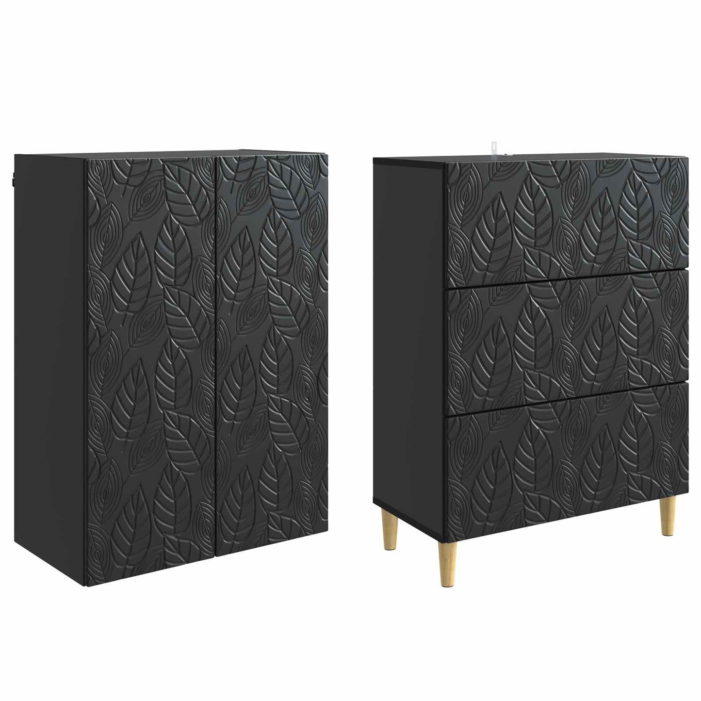Set di armadi 2 pcs Nero 66 x 34,5 x 90 cm Legno ingegnerizzato | homemem39