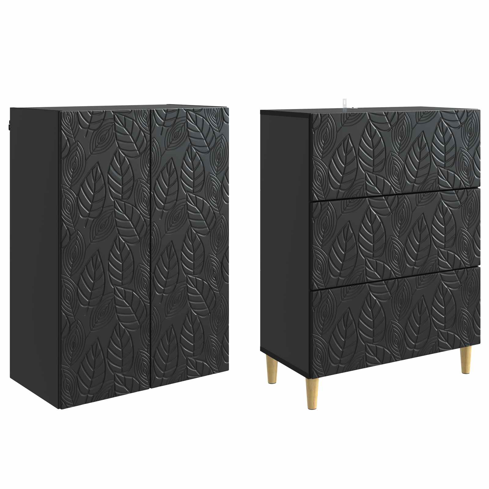 Set di armadi 2 pcs Nero 66 x 34,5 x 90 cm Legno ingegnerizzato | homemem39