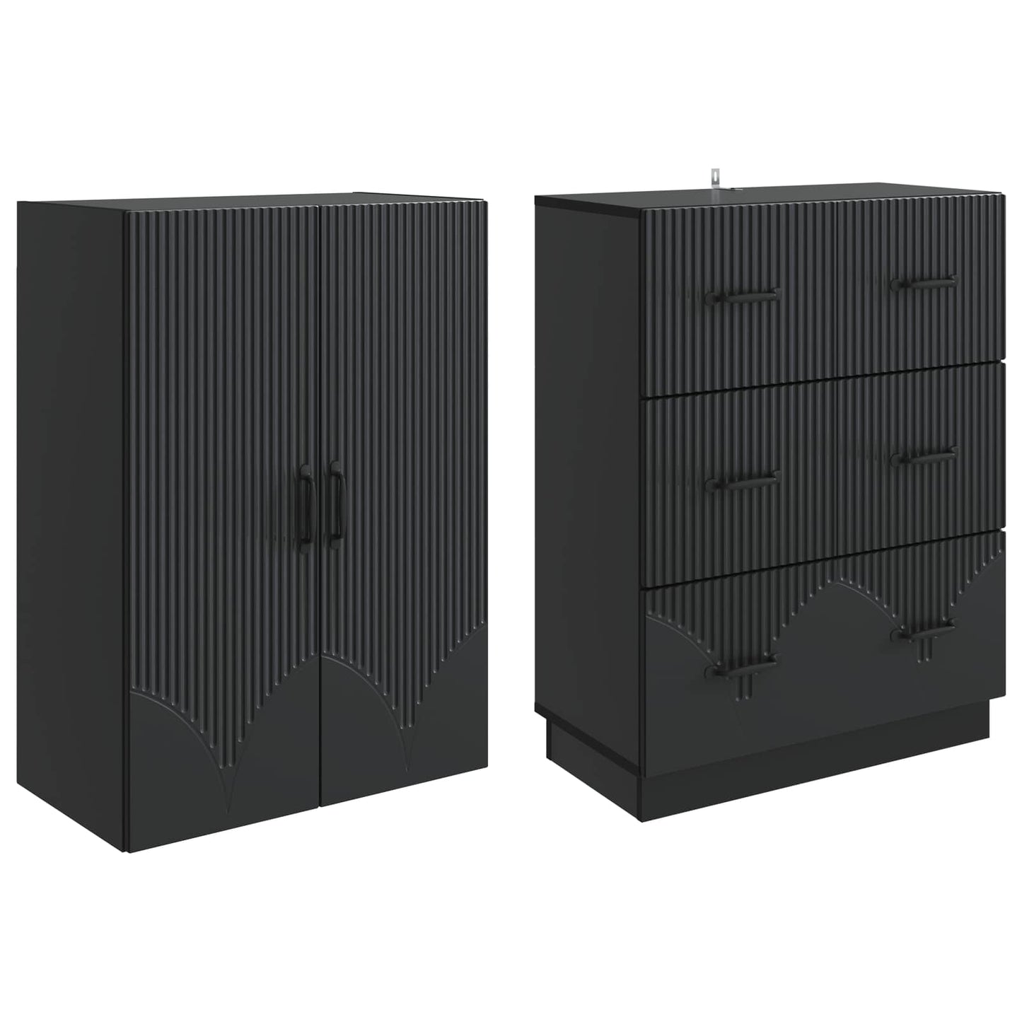 Set di armadi 2 pcs Nero 66 x 34,5 x 87 cm Legno ingegnerizzato | homemem39