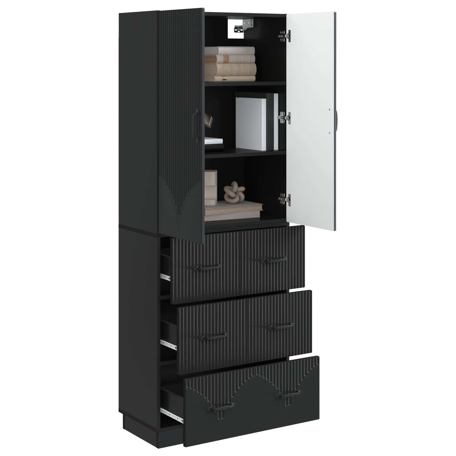 Set di armadi 2 pcs Nero 66 x 34,5 x 87 cm Legno ingegnerizzato | homemem39