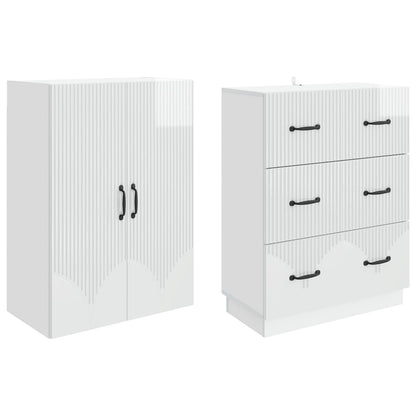 Set di armadi 2 pcs Bianco Lucido 66 x 34,5 x 87 cm | homemem39
