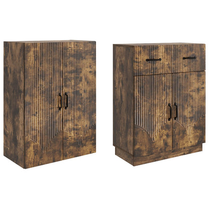 Set di armadi 2 pz Rovere Fumo Legno ingegnerizzato