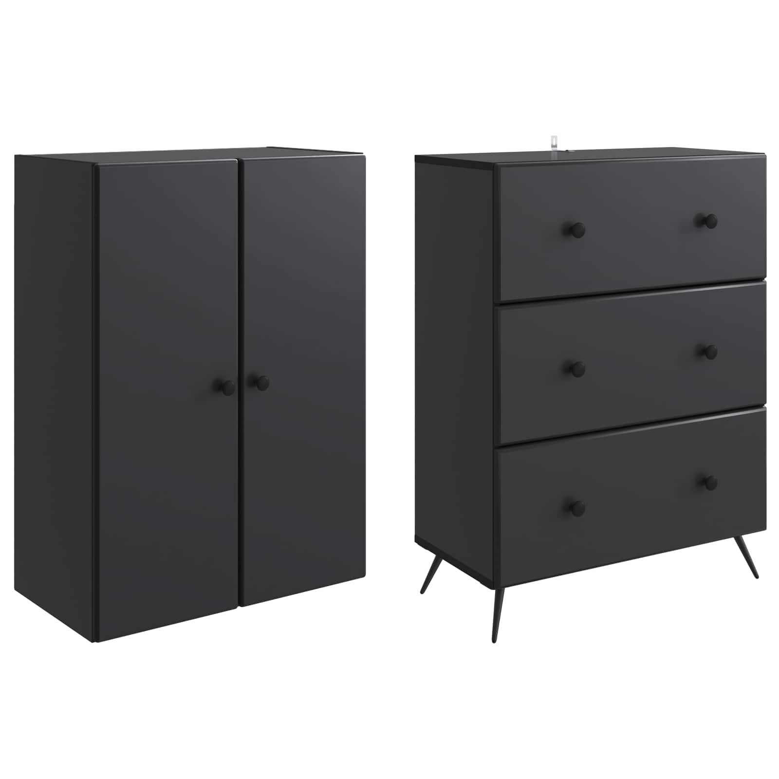 Set di armadi 2 pcs Nero 66 x 34,5 x 90 cm Legno ingegnerizzato | homemem39