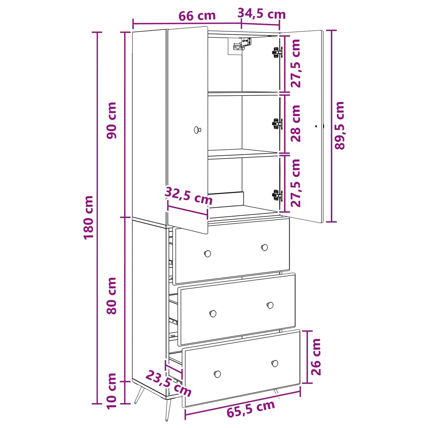 Set di armadi 2 pcs Rovere Sonoma 66 x 34,5 x 90 cm | homemem39