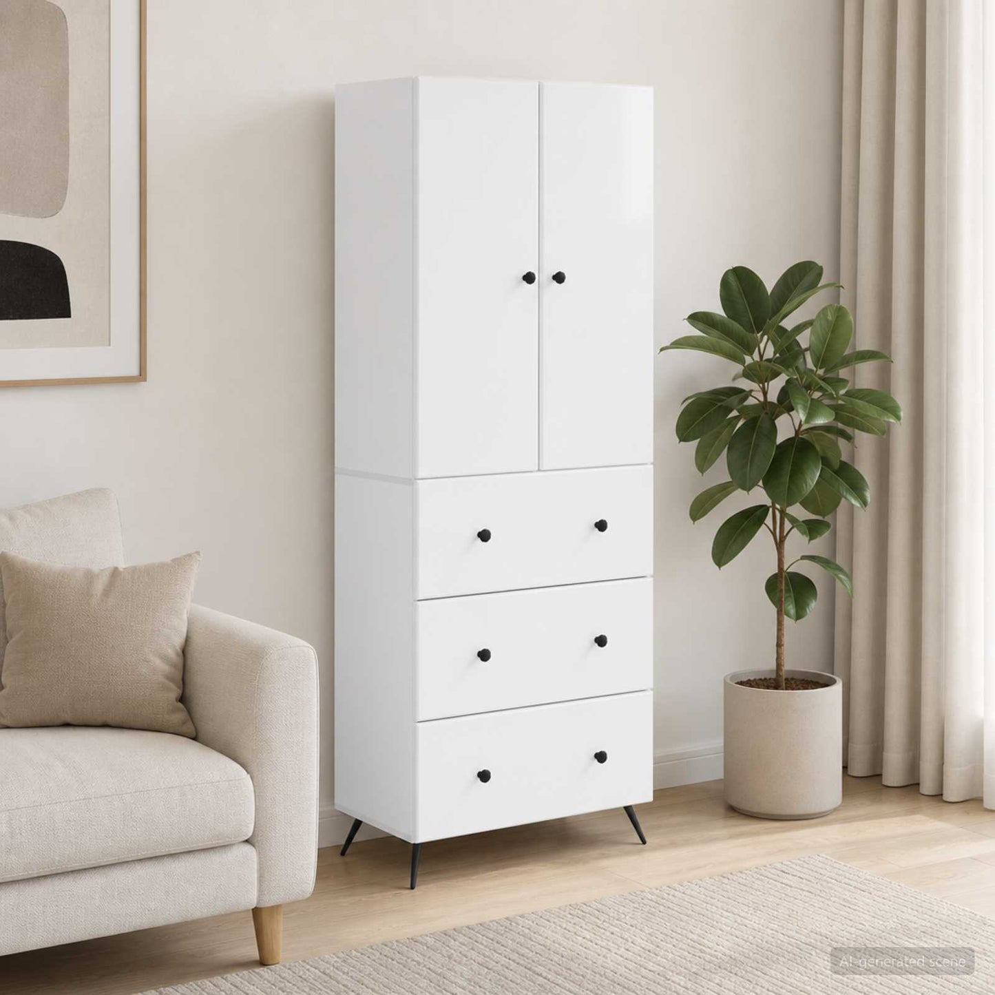 Set di armadi 2 pcs Bianco Lucido 66 x 34,5 x 90 cm | homemem39